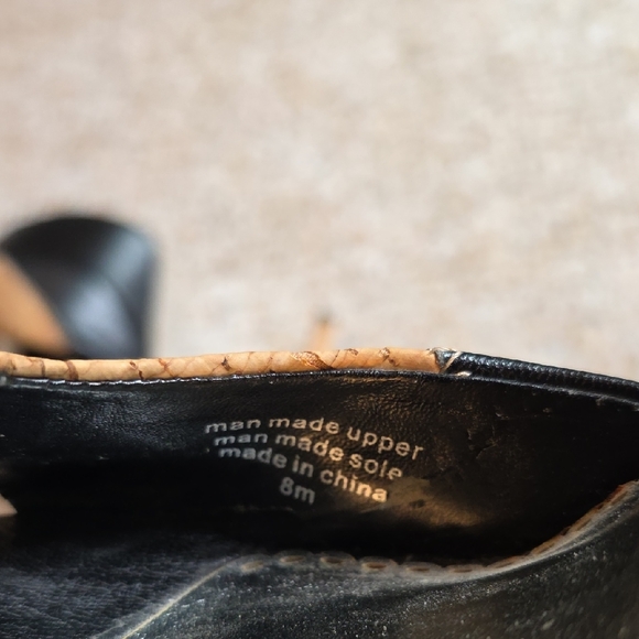 Bebe Black and Tan Open-Toe Heels - Picture 6 of 7